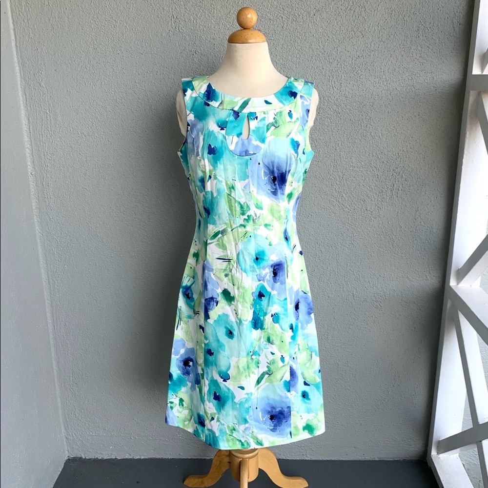 Chaps Sleeveless Multi Color Floral Dress Size 8